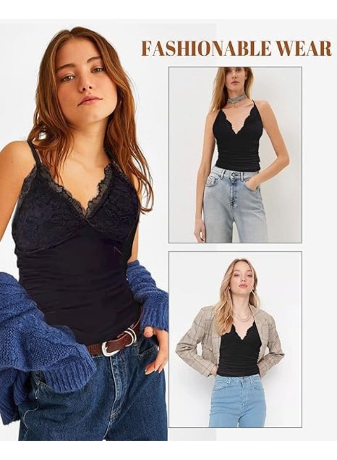 ChicAbode Lace Halterneck Top for Women, Sleeveless V-Neck Backless Camisole Vest, Summer Going Out Fashion Tops - Image 4